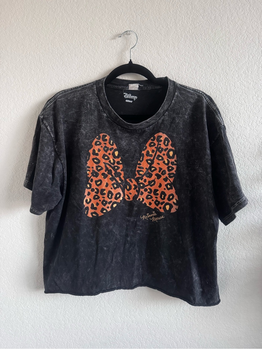 Disney Leopard Print Bow Short Sleeve Tee L